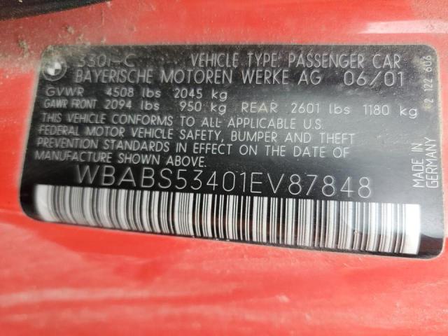 Photo 10 from auction – 2001 BMW 330 CI with VIN WBABS53401EV87848