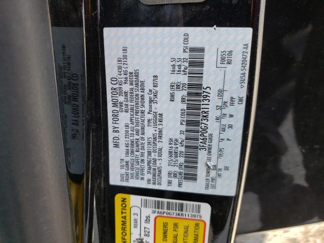 Photo 10 from auction – 2019 FORD FUSION S with VIN 3FA6P0G73KR113975