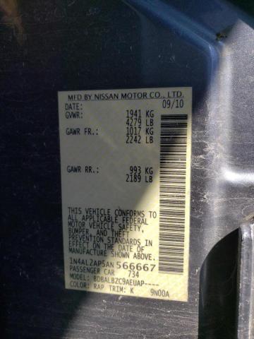 Photo 10 from auction – 2010 NISSAN ALTIMA BAS with VIN 1N4AL2AP5AN566667