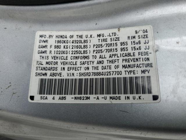 Photo 10 from auction – 2004 HONDA CRV with VIN SHSRD78884U257700