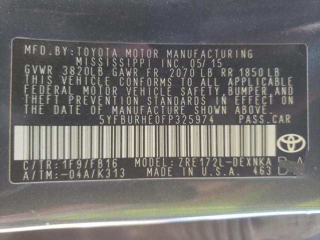 Photo 10 from auction – 2015 TOYOTA COROLLA L with VIN 5YFBURHE0FP325974