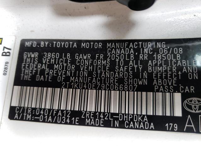Photo 10 from auction – 2009 TOYOTA COROLLA MA with VIN 2T1KU40E79C066807