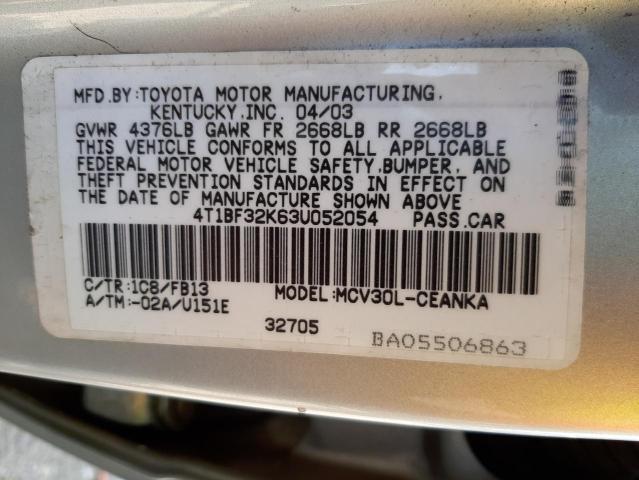 Photo 10 from auction – 2003 TOYOTA CAMRY LE with VIN 4T1BF32K63U052054