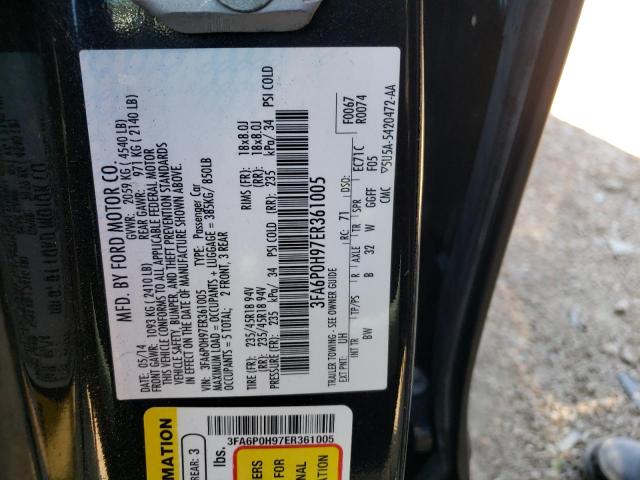 Photo 10 from auction – 2014 FORD FUSION SE with VIN 3FA6P0H97ER361005