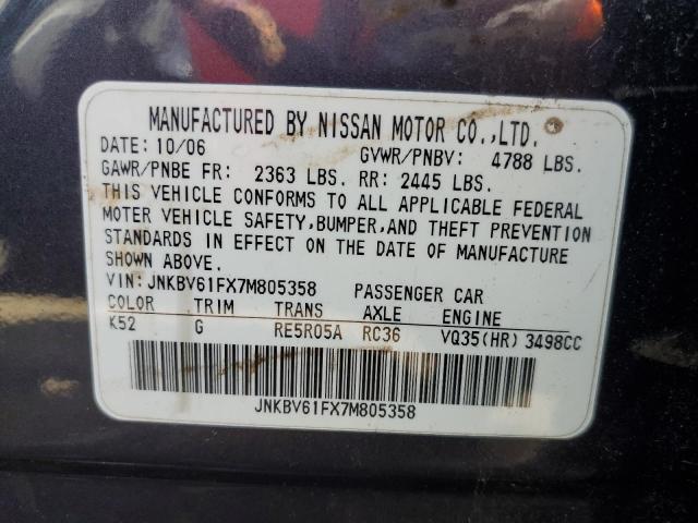 Photo 10 from auction – 2007 INFINITI G35 with VIN JNKBV61FX7M805358
