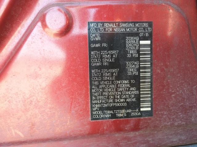 Photo 10 from auction – 2015 NISSAN ROGUE S with VIN KNMAT2MT0FP590003