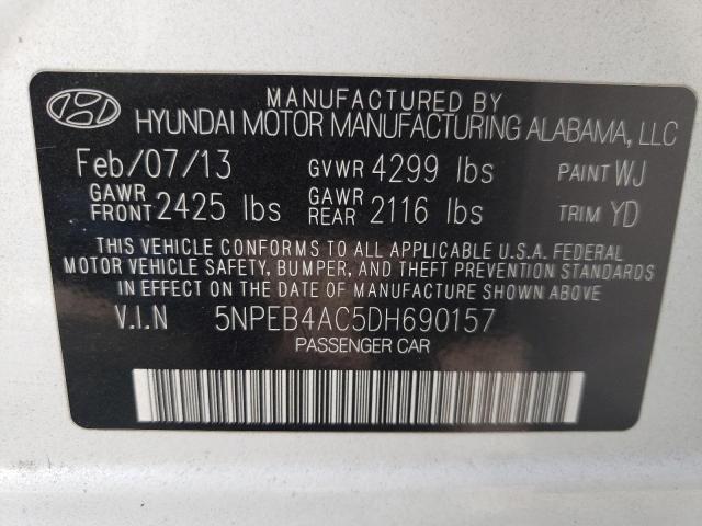 Photo 10 from auction – 2013 HYUNDAI SONATA GLS with VIN 5NPEB4AC5DH690157