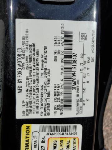 Photo 10 from auction – 2020 FORD FUSION TIT with VIN 3FA6P0D94LR138407