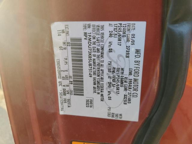 Photo 10 from auction – 2005 FORD EXPLORER X with VIN 1FMDU73K85UB75149