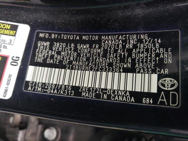 Photo 10 from auction – 2015 TOYOTA COROLLA L with VIN 2T1BURHE2FC333364