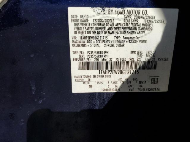 Photo 10 from auction – 2011 FORD TAURUS SEL with VIN 1FAHP2EW9BG121715