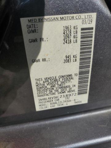Photo 10 from auction – 2019 NISSAN ALTIMA SL with VIN 1N4BL4EV5KC218972
