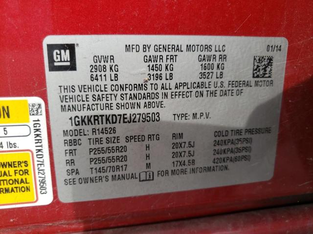Photo 10 from auction – 2014 GMC ACADIA DEN with VIN 1GKKRTKD7EJ279503