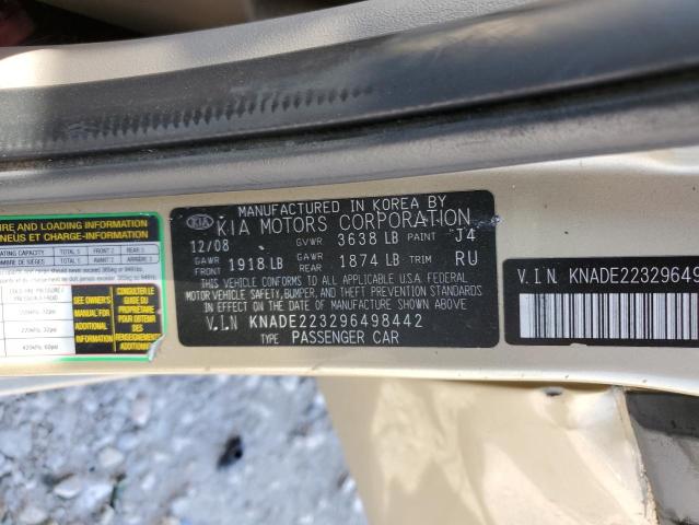 Photo 10 from auction – 2009 KIA RIO BASE with VIN KNADE223296498442
