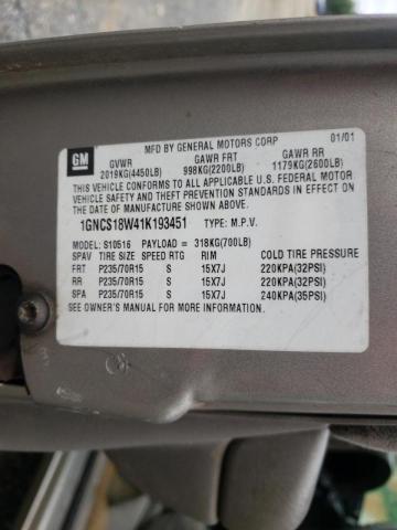Photo 10 from auction – 2001 CHEVROLET BLAZER with VIN 1GNCS18W41K193451