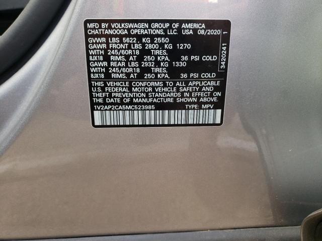 Photo 10 from auction – 2021 VOLKSWAGEN ATLAS S with VIN 1V2AP2CA5MC523985
