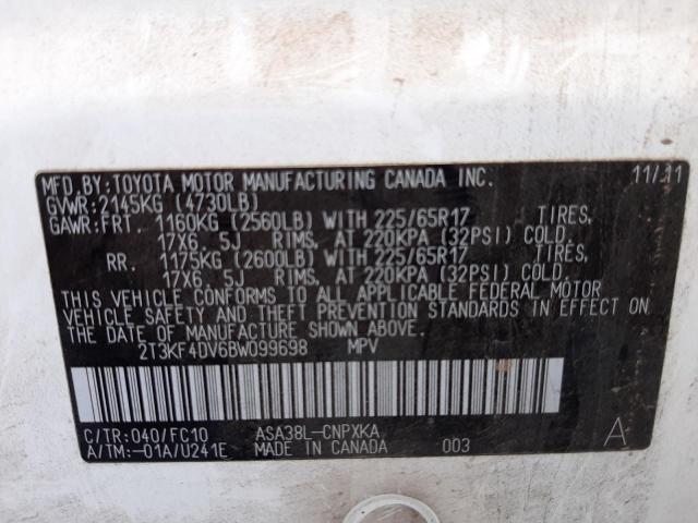 Photo 10 from auction – 2011 TOYOTA RAV4 with VIN 2T3KF4DV6BW099698