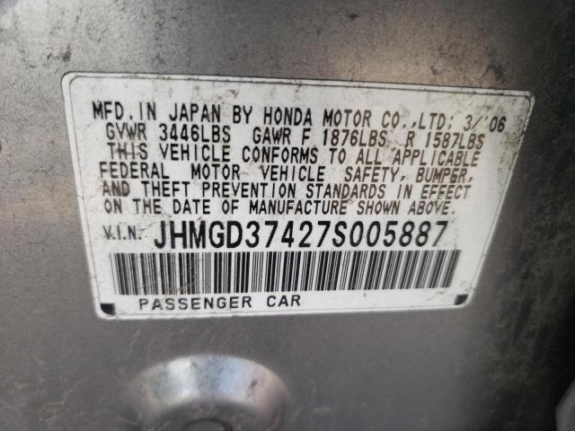 Photo 10 from auction – 2007 HONDA FIT with VIN JHMGD37427S005887
