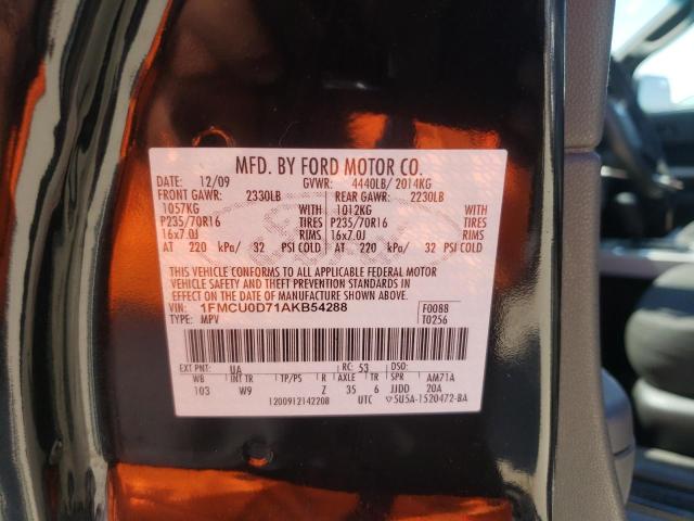 Photo 10 from auction – 2010 FORD ESCAPE XLT with VIN 1FMCU0D71AKB54288