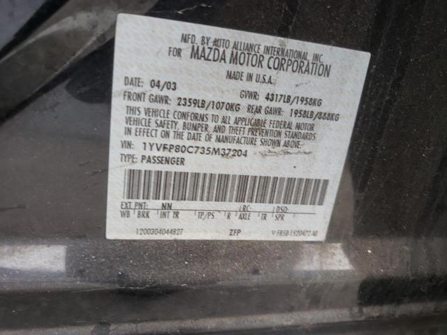 Photo 10 from auction – 2003 MAZDA 6 I with VIN 1YVFP80C735M37204