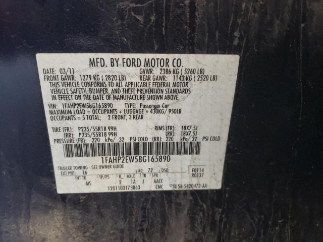 Photo 10 from auction – 2011 FORD TAURUS SEL with VIN 1FAHP2EW5BG165890