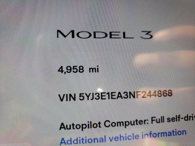 Photo 8 from auction – 2022 TESLA MODEL 3 with VIN 5YJ3E1EA3NF244868