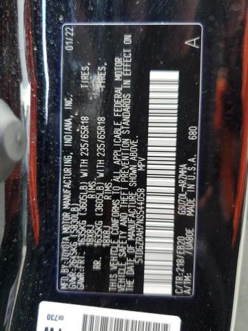 Photo 10 from auction – 2022 TOYOTA HIGHLANDER with VIN 5TDGZRAH7NS544058