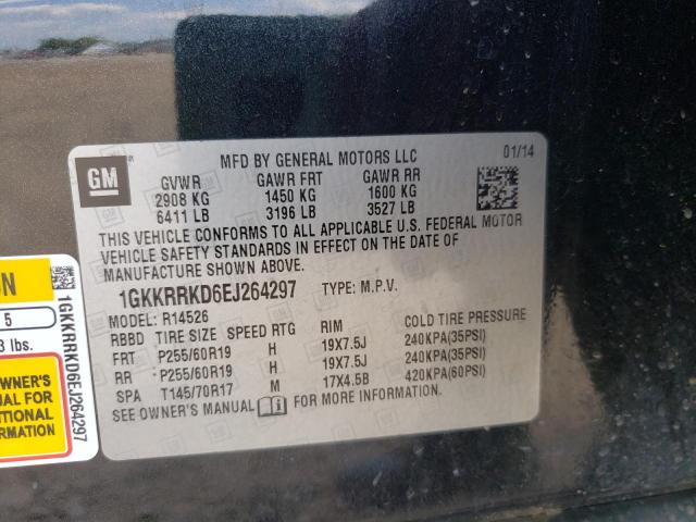 Photo 10 from auction – 2014 GMC ACADIA SLT with VIN 1GKKRRKD6EJ264297