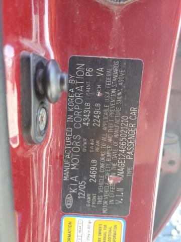 Photo 10 from auction – 2006 KIA OPTIMA LX with VIN KNAGE124665021210