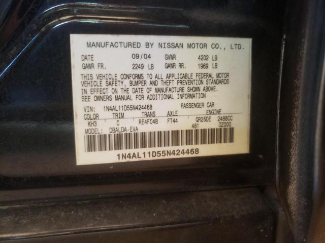 Photo 10 from auction – 2005 NISSAN ALTIMA S with VIN 1N4AL11D55N424468
