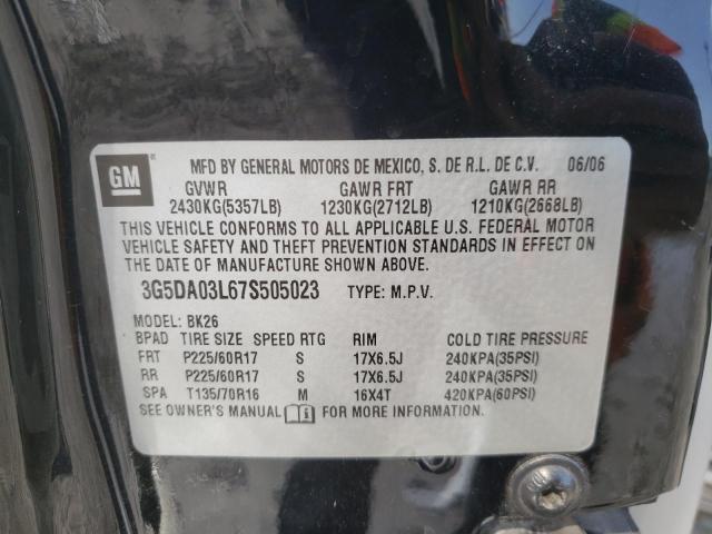 Photo 10 from auction – 2007 BUICK RENDEZVOUS with VIN 3G5DA03L67S505023