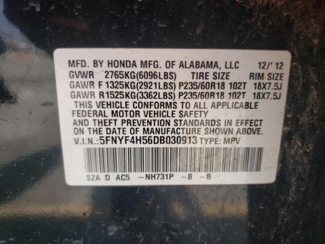 Photo 10 from auction – 2013 HONDA PILOT EXL with VIN 5FNYF4H56DB030913