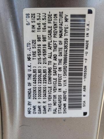 Photo 10 from auction – 2006 HONDA CR-V EX with VIN SHSRD78866U438359