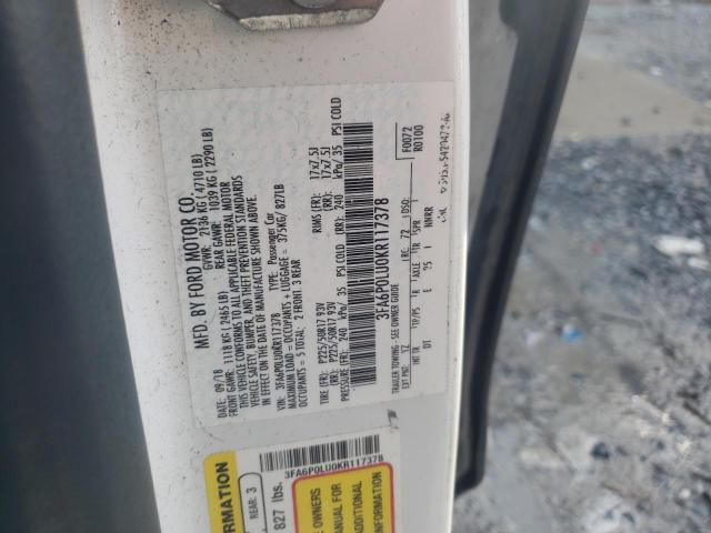 Photo 10 from auction – 2019 FORD FUSION SE with VIN 3FA6P0LU0KR117378