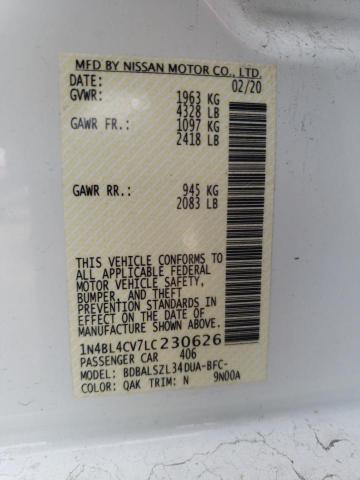 Photo 10 from auction – 2020 NISSAN ALTIMA SR with VIN 1N4BL4CV7LC230626