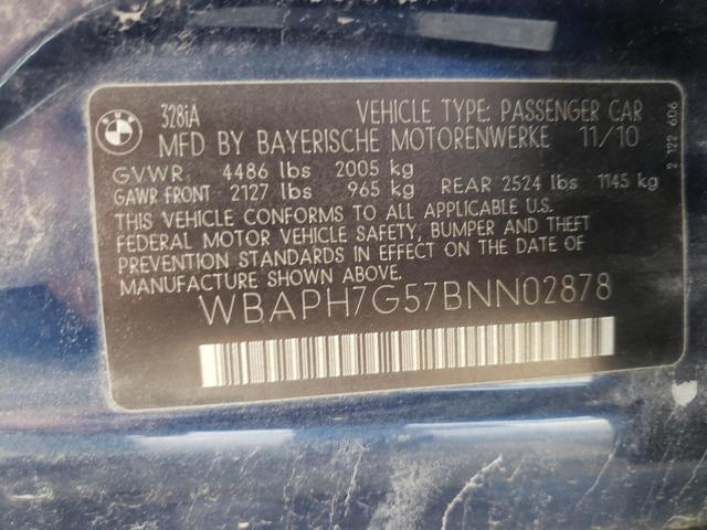 Photo 10 from auction – 2011 BMW 328 I with VIN WBAPH7G57BNN02878