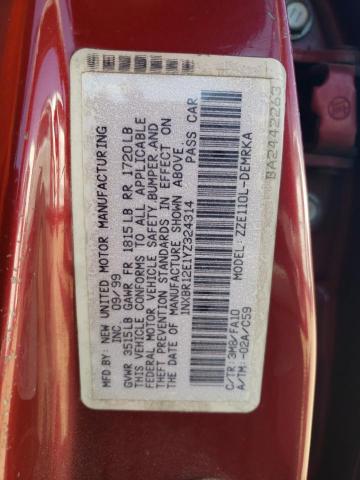 Photo 10 from auction – 2000 TOYOTA COROLLA VE with VIN 1NXBR12E1YZ324314
