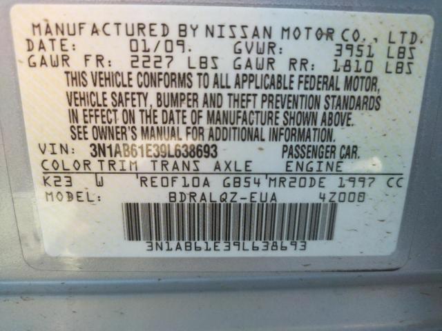 Photo 10 from auction – 2009 NISSAN SENTRA 2.0 with VIN 3N1AB61E39L638693