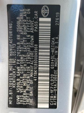 Photo 10 from auction – 2013 TOYOTA AVALON BAS with VIN 4T1BK1EB9DU049968