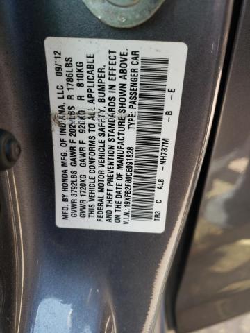 Photo 10 from auction – 2012 HONDA CIVIC EX with VIN 19XFB2F80CE091828