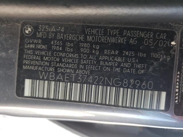 Photo 10 from auction – 2002 BMW 325 I with VIN WBAET37422NG82960