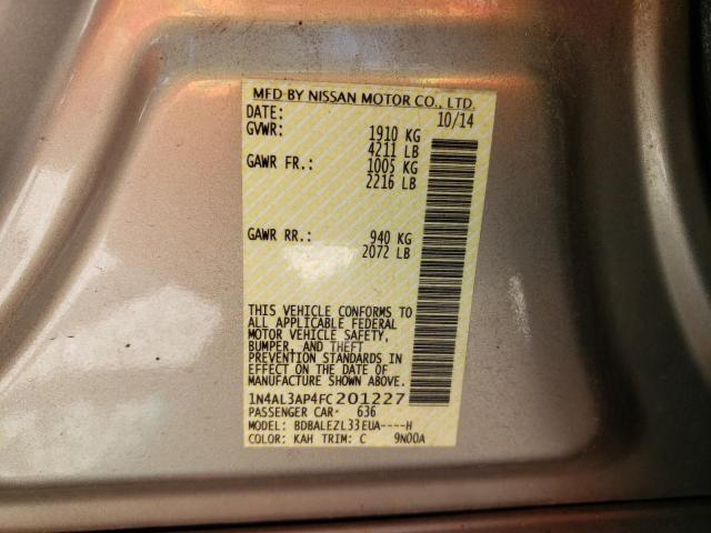 Photo 10 from auction – 2015 NISSAN ALTIMA 2.5 with VIN 1N4AL3AP4FC201227