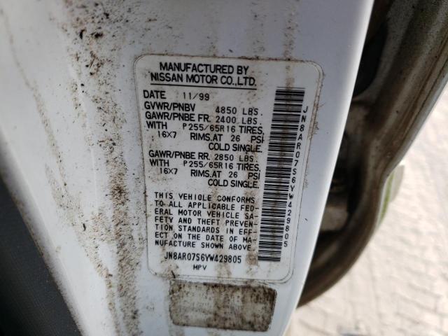 Photo 10 from auction – 2000 NISSAN PATHFINDER with VIN JN8AR07S6YW429805