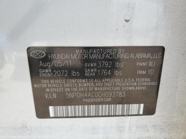 Photo 10 from auction – 2012 HYUNDAI ELANTRA GL with VIN 5NPDH4AE0CH093783