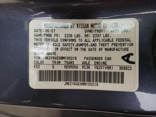 Photo 10 from auction – 2008 INFINITI G37 BASE with VIN JNKCV64E98M100219
