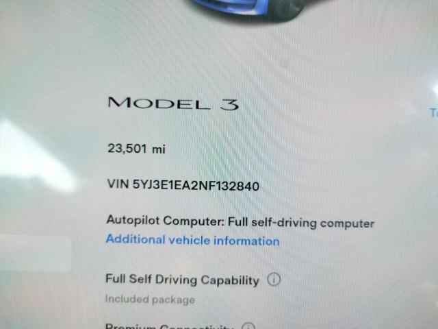 Photo 8 from auction – 2022 TESLA MODEL 3 with VIN 5YJ3E1EA2NF132840