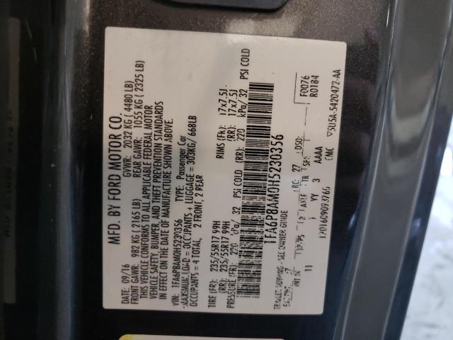 Photo 10 from auction – 2017 FORD MUSTANG with VIN 1FA6P8AM0H5230356