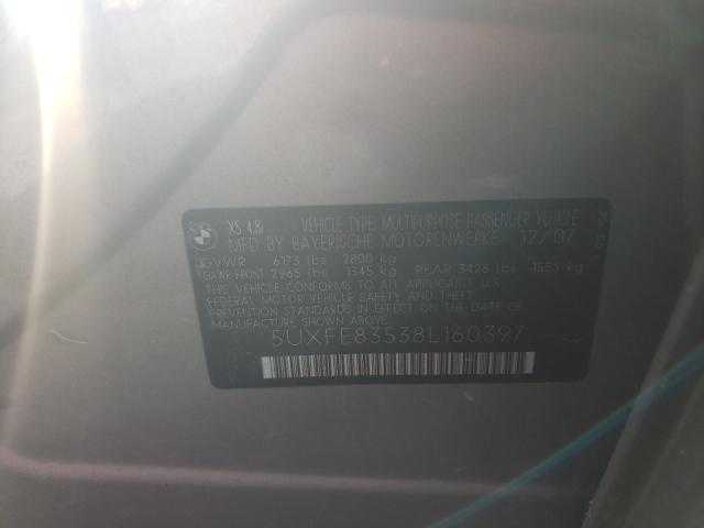 Photo 10 from auction – 2008 BMW X5 4.8I with VIN 5UXFE83538L160397
