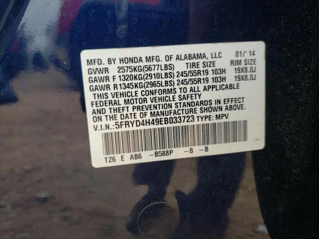 Photo 10 from auction – 2014 ACURA MDX TECHNO with VIN 5FRYD4H49EB033723