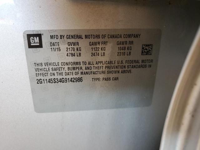 Photo 10 from auction – 2016 CHEVROLET IMPALA LTZ with VIN 2G1145S34G9142986